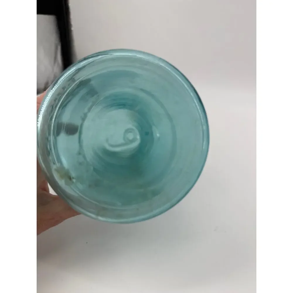 Vintage Blue Ball Perfect Mason Jar Aqua Glass Quart Canning Bottom Mark 6